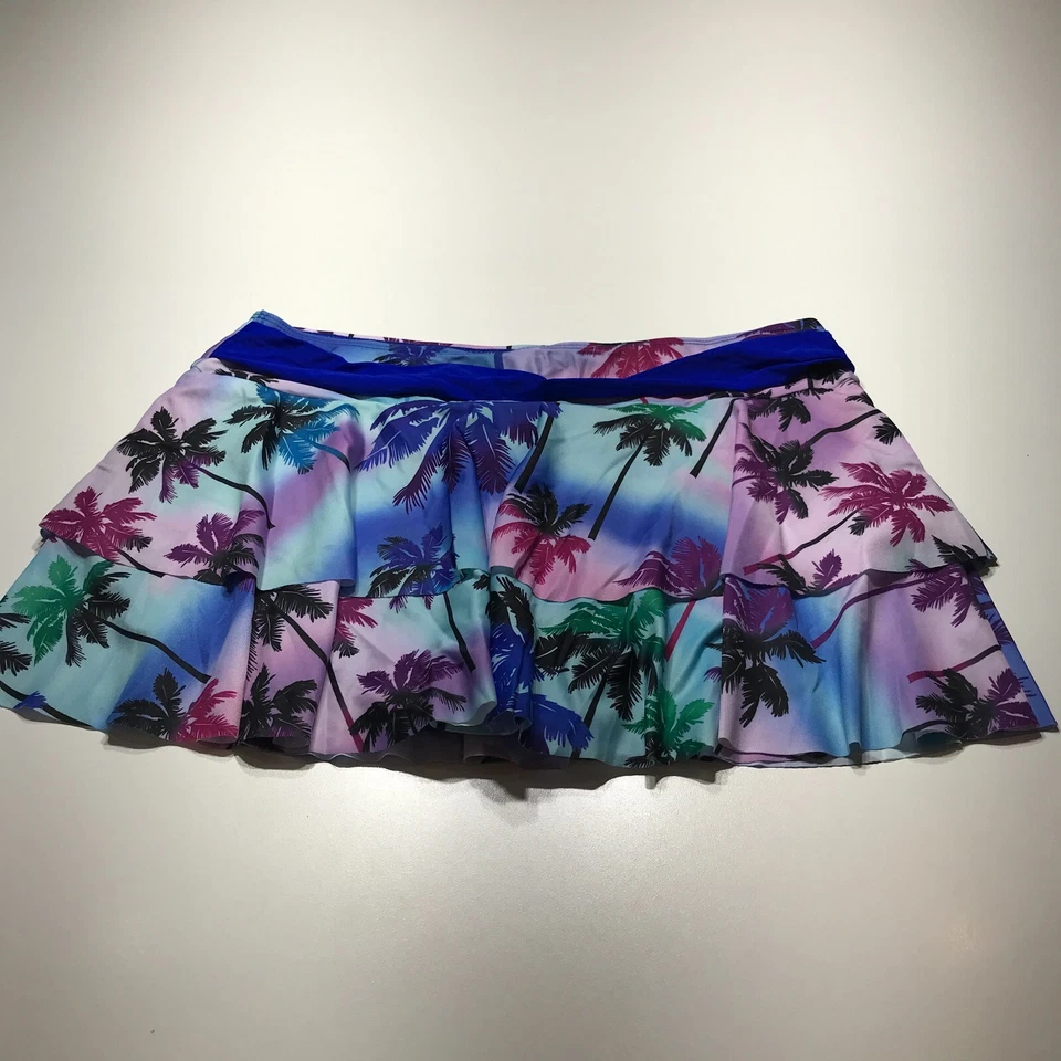 NEW Palm Tree Topical Print Multicolor Layered Swing Swim Skirt Womens 3XL Plus - Image 2 of 4