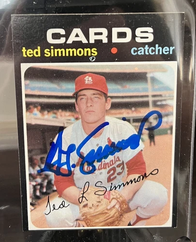 1971 Topps SIGNED TED SIMMONS RC #117 AUTO St. Louis Cardinals HOF ROOKIE BEAUTY
