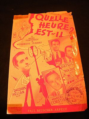 Partition Quelle heure est il? Noten Hélian Coestier Patrice Mario