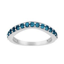 0.75Ctw Round London Blue Topaz 925 Sterling Silver Curve Eternity Women Ring
