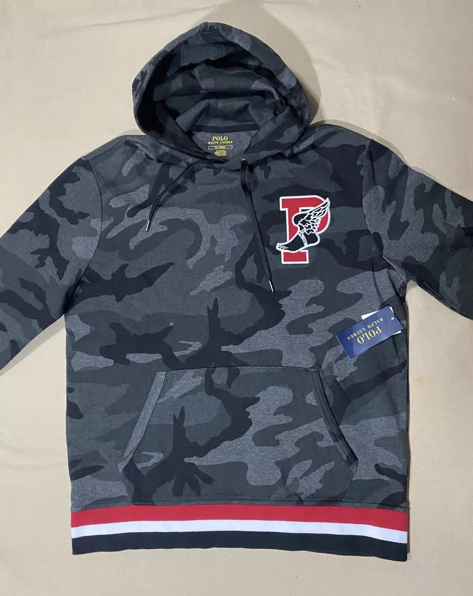 Polo Ralph Lauren Men s P Wing Stadium 1992 Black Gray camouflage Hoodie Size M