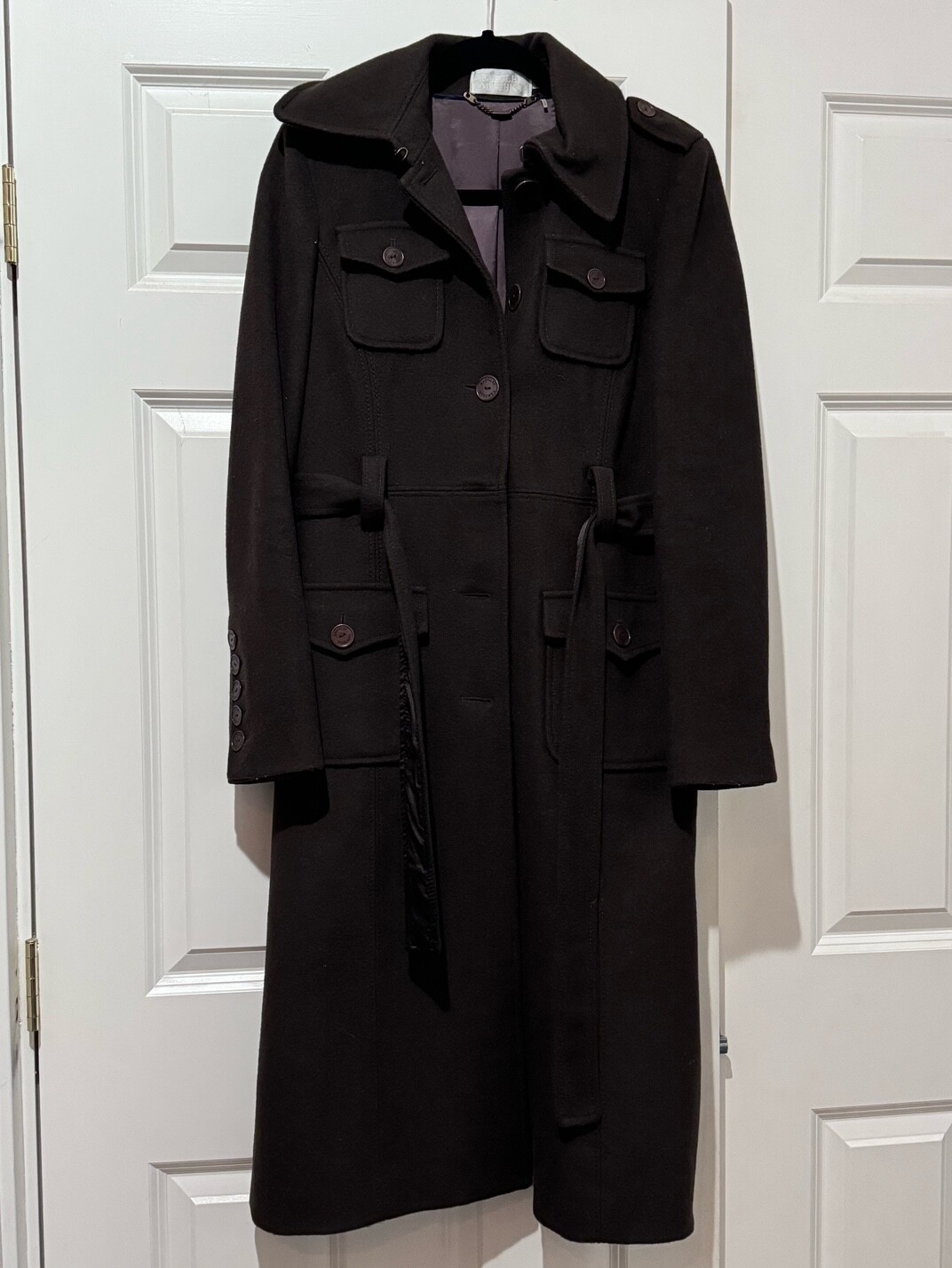 Badgley Mischka Black Wool Trench Coat small Women's