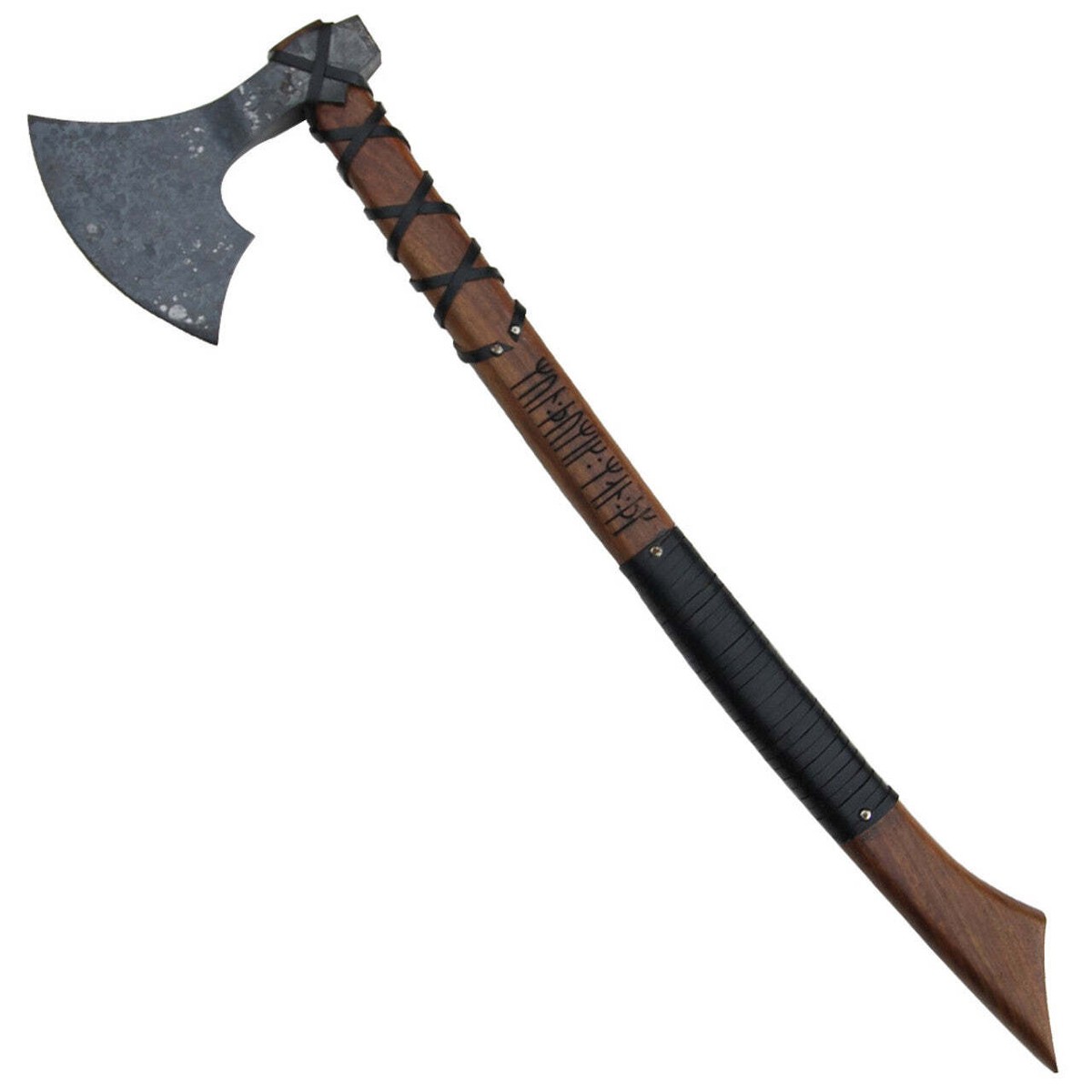 Viking Battle Ready Wolf Heathen War Axe - Leather Wrapped Handle