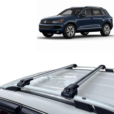 Roof Rack Cross Bars Gray Aluminum lockable for Volkswagen Touareg 2011-2018
