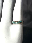 Vintage Silver Turquoise Onyx Chip Inlay Band Ring Navajo Size 4 Rare “Aja”