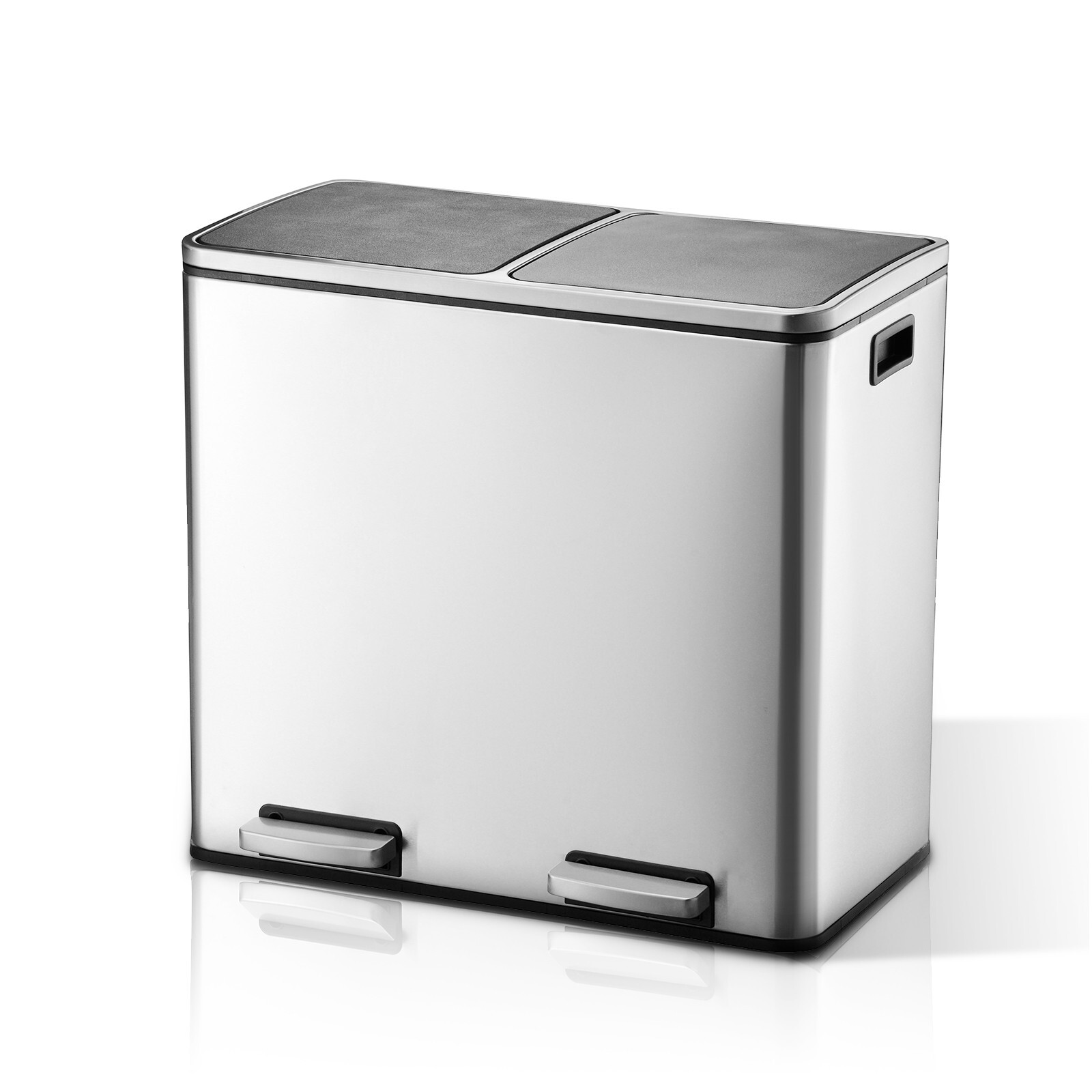 Poubelle 2x30L acier tri sélectif avec pédales métal et seaux amovibles