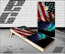 Oil Field American Flag Cornhole Boards Bean Bag Toss Game