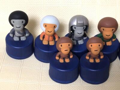 A BATHING APE BABY MILO Bottle Cap Figure PEPSI set of 7 Used F/S