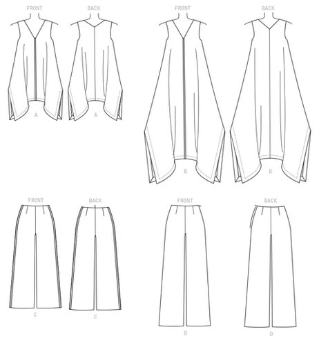 Vogue Sewing Pattern 1550 Misses 14-22 Tunic Top W/Shaped Hem & Wide Leg Pants - Picture 3 of 8