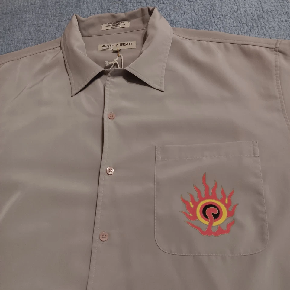 VTG Eighty Eight Dragon Embroidered Bowling Button Up Shirt XL Beige Hong Kong - Image 4 of 4