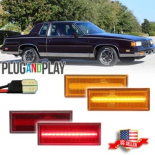 4X Amber Front & Red Rear LED Side Marker Light For 81-88 Oldsmobile Cutlass 442