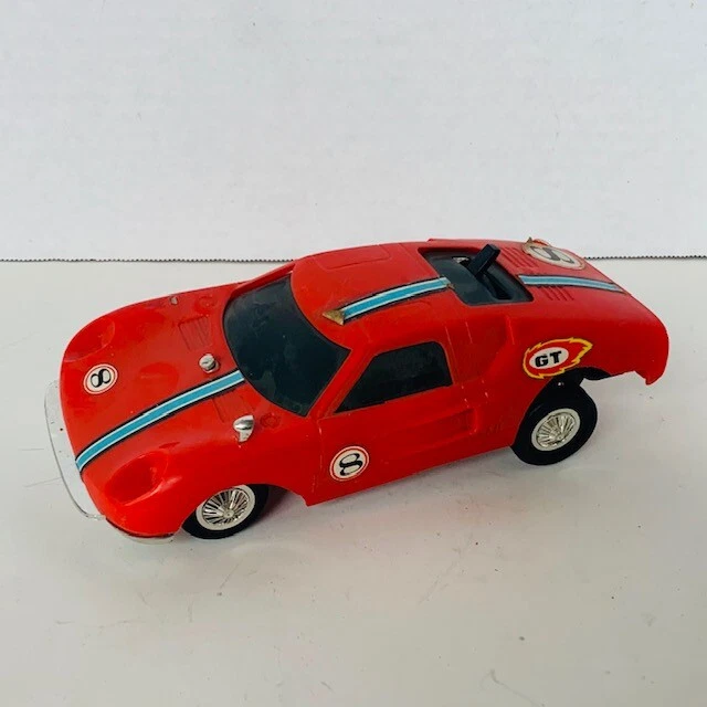 Mattel Hot Wheels Switch N Go slot car GT 1965 race track vtg Red 8 striped BM1 - Image 2 of 4
