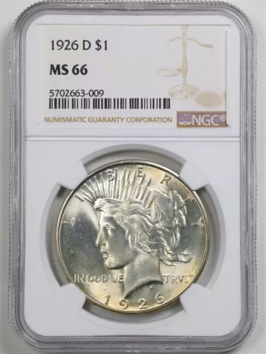 1926-D $1 Peace Silver Dollar MS66 NGC 5702663-009
