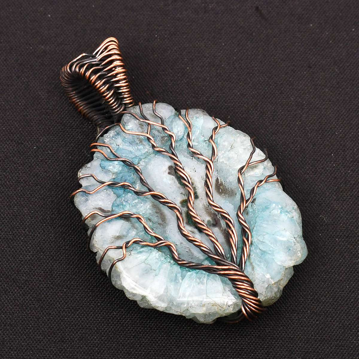 Tree Of Life Solar Quartz Handmade Copper Wire Pendant Jewelry 2.36