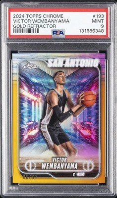 2024 TOPPS CHROME GOLD REFRACTOR #193 VICTOR WEMBANYAMA 6/50 PSA 9