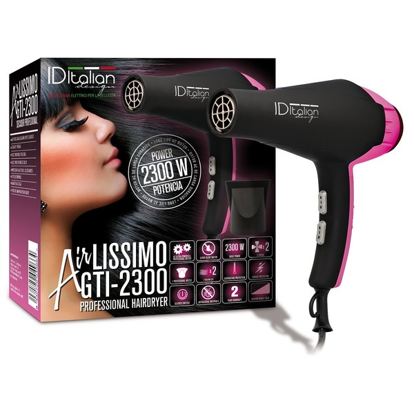 Secador de pelo profesional 2300 W color rosa con boquilla concentradora