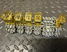 IDEC Relay Lot RH1B-U RH2B-U RH3B-U 120VAC w 6 Sockets Mounting Rail