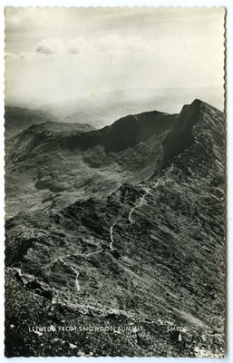 1960er Postkarte - Y Lliwedd Berg vom Snowdon Gipfel - verschickt 1963