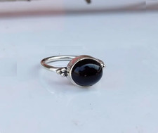 Handmade Black Onyx Ring: 925 Sterling Silver Boho Band Woman Ring All Size R320