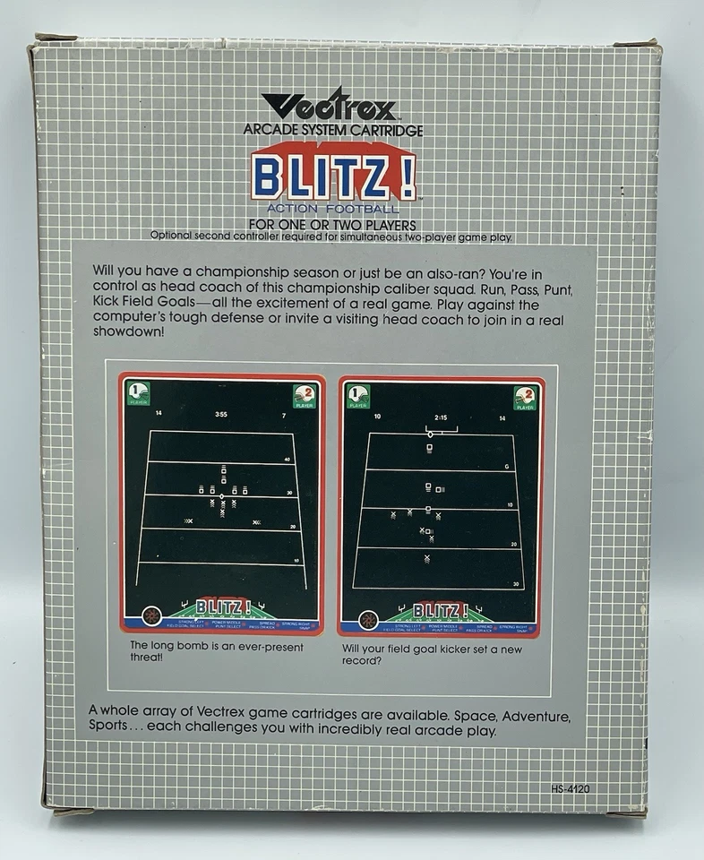 Vintage GCE Vectrex Blitz Action Football 1982 Video Game COOL - Image 2 of 3