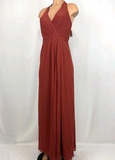 davids bridal bridesmaid Halter Sheath dress Size 8 Cinnamon Style F20695 Slit