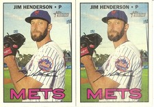 2 CARD 2016 TOPPS HERITAGE JIM HENDERSON BASEBALL CARD LOT