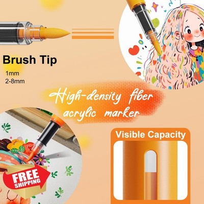 Niodel 60 Colors Acrylic Paint Markers, Flexible Brush Tip Paint Pens