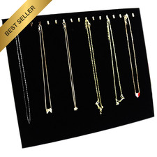 Ogrmar 17 Hook Necklace Display Stand Black Velvet Jewelry Organizer Tray Holder