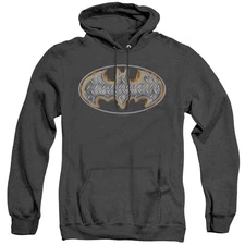 Batman Steel Fire Shield Heather Mens Hoodie Black Officially Licensed