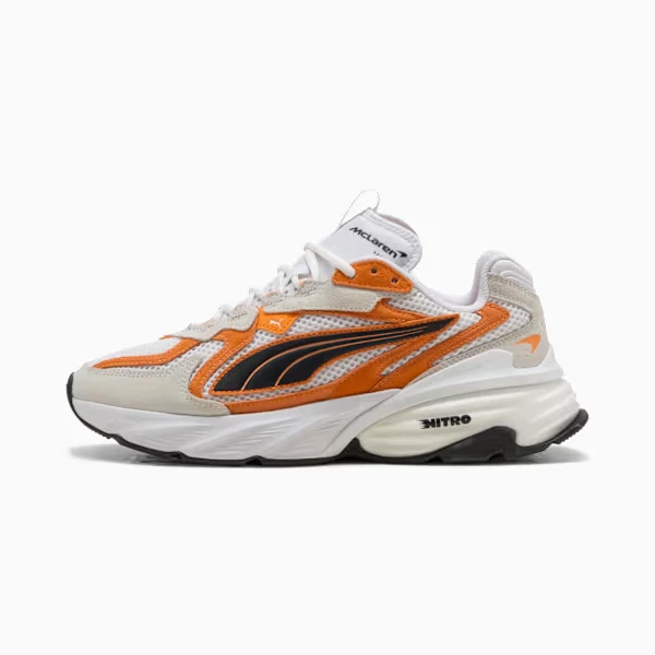 Authentic Puma Men's McLaren Fade Nitro Via Sneakers Shoes - White/Orange