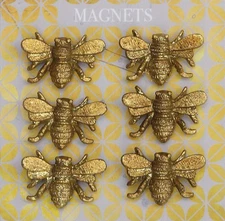 Creative Co-Op Set of 6 Gold Tone Pewter Bee Magnets