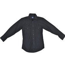 Wrangler Men's Small Black Tonal Shadow Stripe Long Sleeve Western Snap Shirt 75