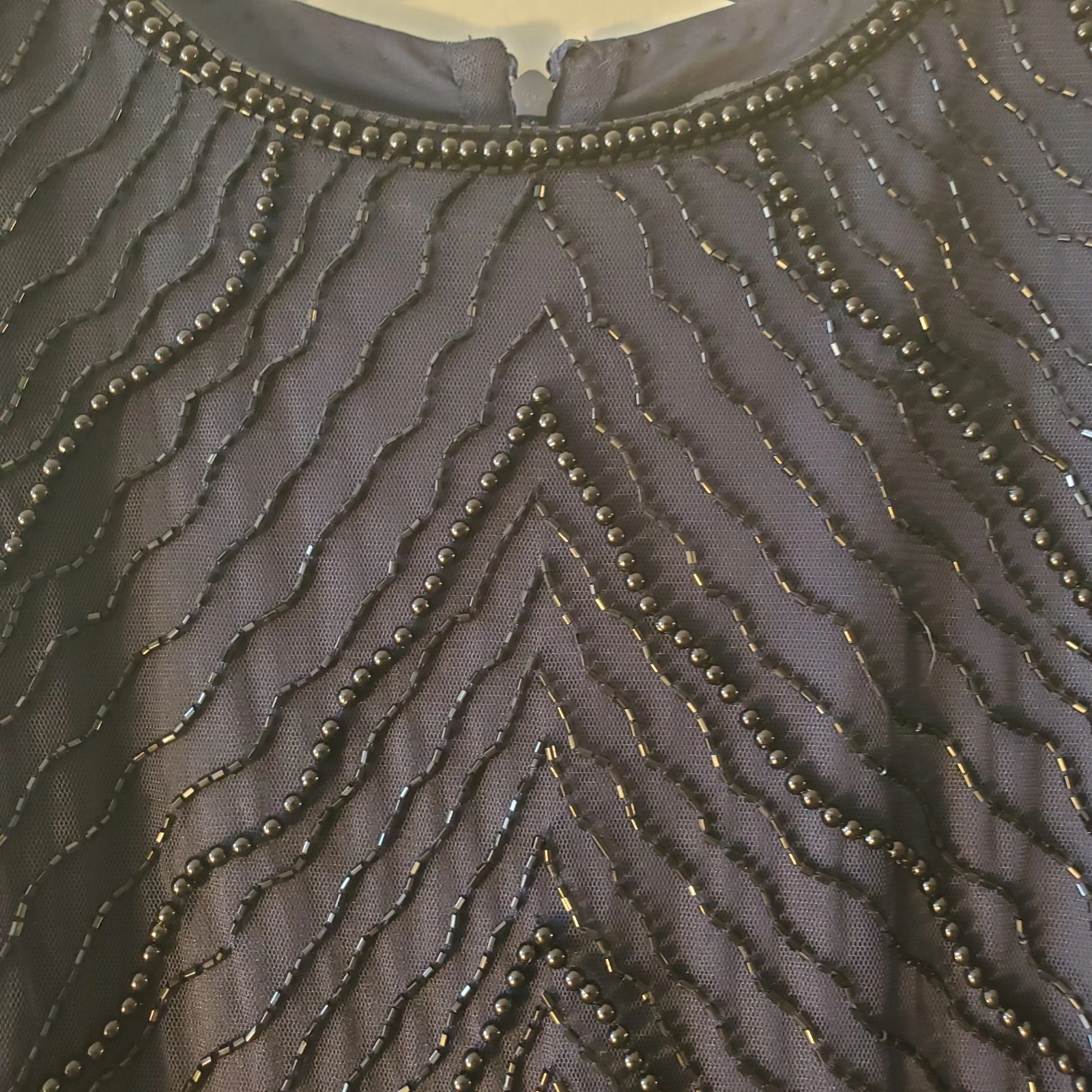 VETEMENTS Abito donna grigio Adrianna Papell taglia 8 manica corta perline lunghezza ginocchio zip