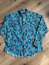 Vtg Wrangler Aztec Long Sleeve Button Up Cowboy Cut Reg Fit Mens Size 17-35