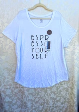 Secret Treasures Size 3X (22-24) Women’s White "Espresso Yourself" Sleep Top