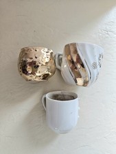 3 Miniature Tea Cups With Gold Details