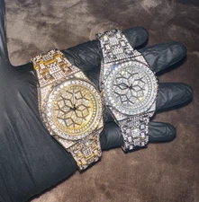 Men's Gold/White Gold/Two-Tone 43mm Iced Out Octagon Luxury Watch