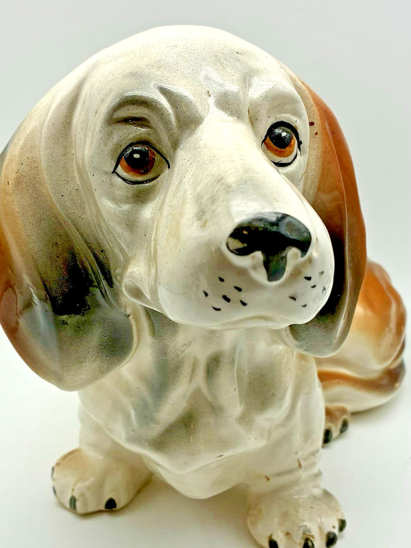 Vintage Ceramic Basset Beagle Hound Dog Figurine Statue Canine Puppy Pet