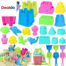 Beach Toys for Toddlers, Sand Castle Toys with 3 Bucket, 6 Shovels, Mesh Bag & S
