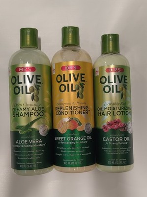 ORS Olivenöl Tiefenreinigungsshampoo, Conditioner, feuchtigkeitsspendende Haarlotion.