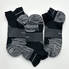 BOMBAS 3 Pairs Men's Lightweight Athletic Ankle Socks Size L 9.5-13 black