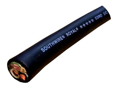 SOUTHWIRE 55809402, Portable Cord, SOOW, 600V, 3/C, 12AWG, Blk Jacket, 75ft USA 