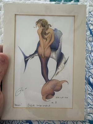 Sea maiden #3 Robert Klein Signed Print.  5x7