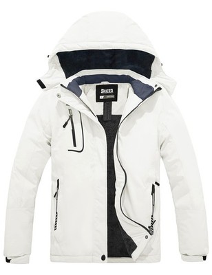 Women's Snowboarding Jacket Waterproof Rain Coat Hooded Winter Parka(White,Me...