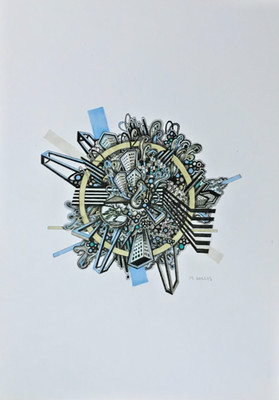 Original Signiertes Martin Willis A3 Abstraktes Kunstwerk 2019 VERKAUFT Begleitstück
