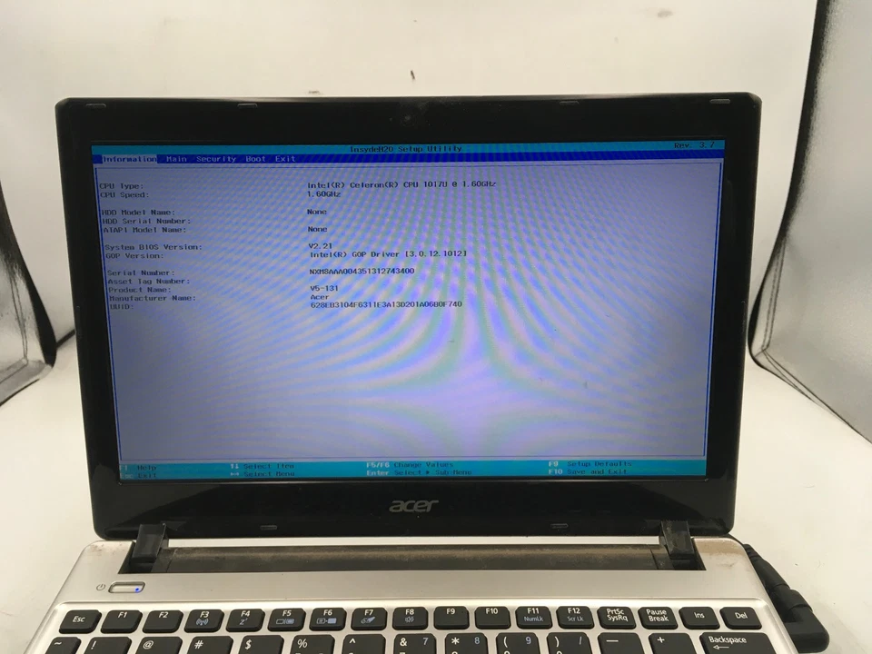 ACER ASPIRE V5 131 2680 - BOOTS TO BIOS - INTEL CELERON 1017U - 4GB RAM - BB - Image 2 of 4