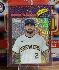 Brice Turang Burgundy Sparkle Chrome 2026 Topps Heritage #325 Milwaukee Brewers