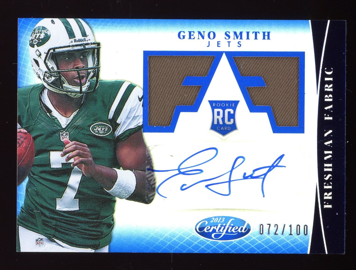 Geno Smith Panini Certified #311 Jersey Autograph-Mirror Blue