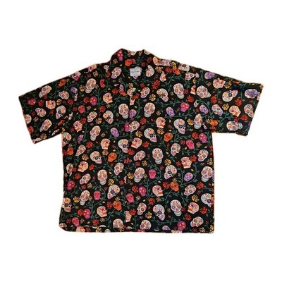 David Carey Shirt Mens Large Black Dia De Los Muertes Day Of The Dead Skulls