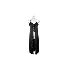 Anthropologie Silky Black Tie Front Maxi Slip Dress XS